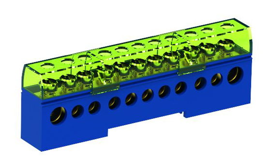 Picture of Bloco repartidor modular 1P 80A x11 furos Azul