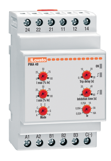 Picture of Relé mín A + máx A para sistemas mono e trifásicos, 0.2-16A≅, 2CO, 24-240V≅