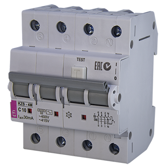 Picture of Disjuntor diferencial compacto 6kA curva C 3P+N 10A classe A 100mA 