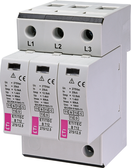 Picture of Descarregador de sobretensões B T12 275Vac 12.5kA 3+0 
