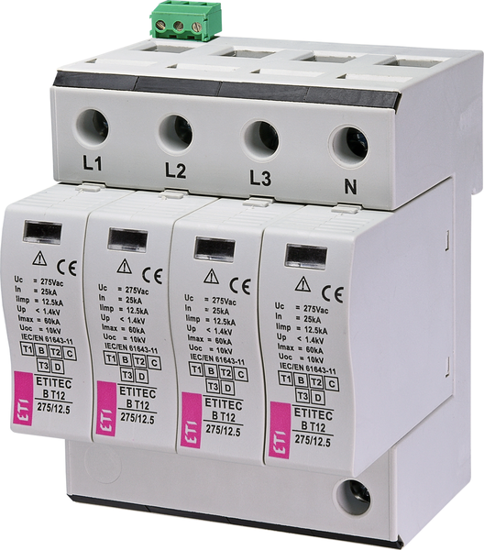 Picture of Descarregador de sobretensões B T12 275Vac 12.5kA 4+0 RC