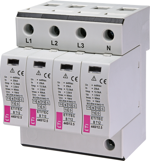 Picture of Descarregador de sobretensões B T12 440Vac 12.5kA 4+0 