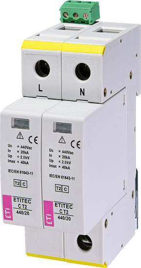 Picture of Descarregador de sobretensões C T2 440Vac 20kA 2+0 RC 