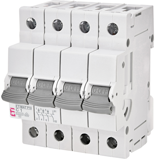 Picture of Disjuntor modular 10kA curva C 3P+N 1A 