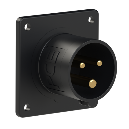 Picture of Tomada encastrar macho preta IP44 16A 2P+T 230V aperto p/ mola