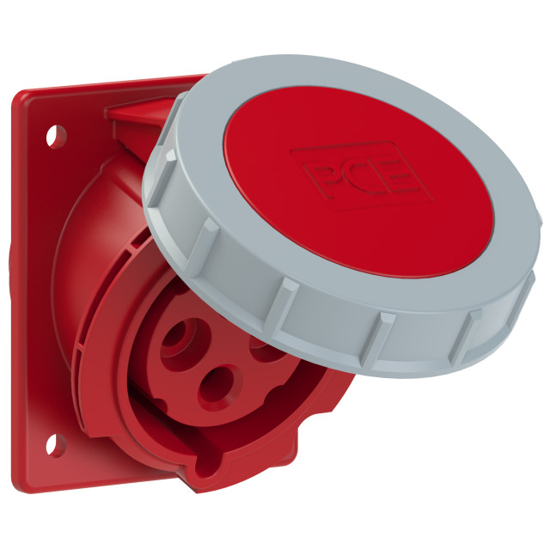 Picture of Tomada encastrar fêmea inclinada c/ flange □97x80mm, 3P+T 32A-400V, IP67 (terminais de aperto por mola)