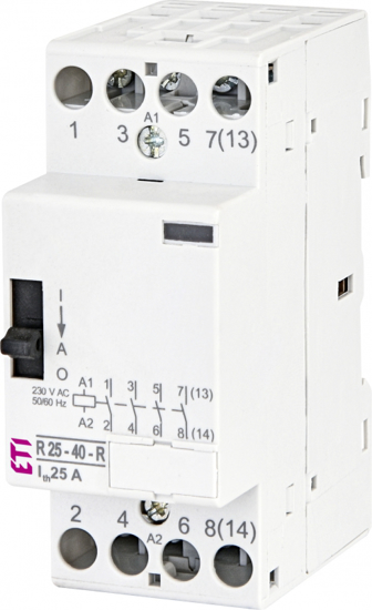 Picture of Contactor modular R25-04-R (25A AC1) 4NF com seletor I-AUT-0, 230V∼