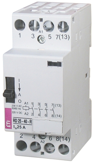 Picture of Contactor modular RD25-40-R (25A AC1) 4NA com seletor I-AUT-0, 24V≃