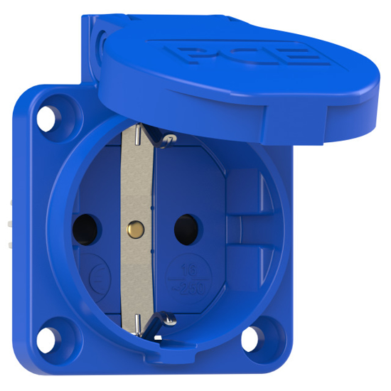 Picture of Tomada schuko 50x50 IP54 16A 2P+T ligações parte superior e alvéolos protegidos