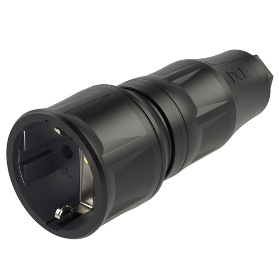 Picture of Ficha fêmea SCHUKO série TOP TAURUS 2, 2P+T 16A, 250V-50/60Hz, IP54, cores PT/PT (miolo PA6)