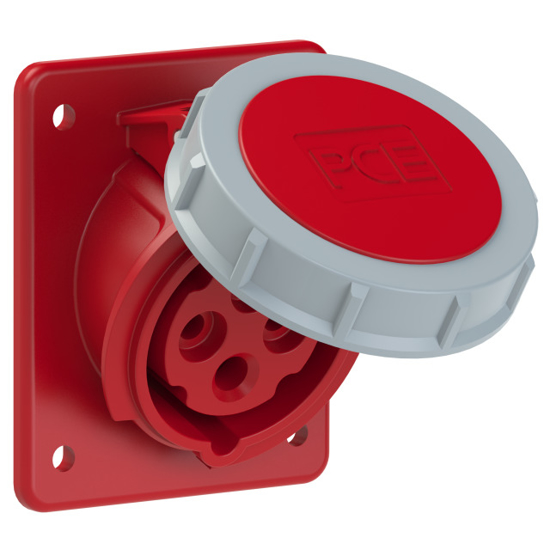 Picture of Tomada encastrar fêmea inclinada c/ flange □97x80mm, 3P+T 16A-400V, IP67 (terminais de aperto por mola)