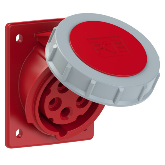 Picture of Tomada encastrar fêmea inclinada c/ flange □97x80mm, 3P+N+T 16A-400V, IP67 (terminais de aperto por mola)