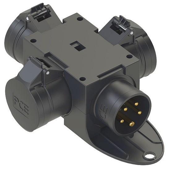 Picture of Adaptador macho 5P 16A + 3xfêmea 5P 16A IP44