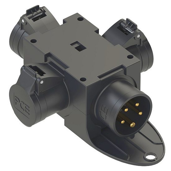 Picture of Adaptador macho 5P 16A + 2x fêmea 3P 16A IP44