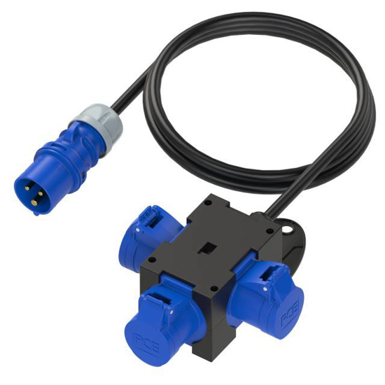 Picture of Adaptador IP44 ficha macho 3P 16A c/ 1,5mt / 3xfêmea 16A 3P