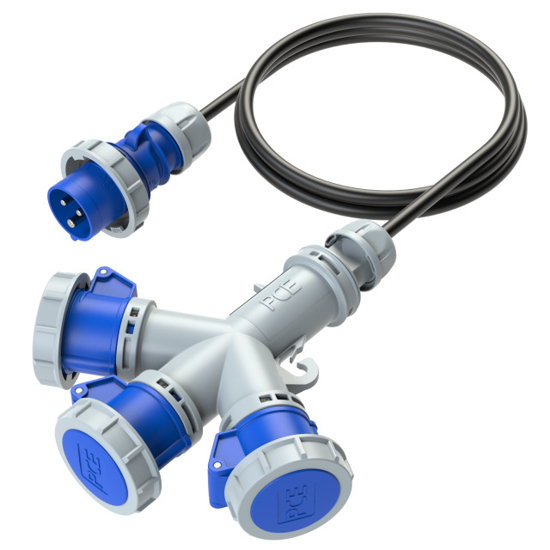 Picture of Adaptador IP67 ficha macho 3P 16A c/ 1,5mt / 3xfêmea 16A 3P