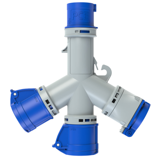 Picture of Adaptador IP44 CEE macho 16A 3P / 2x CEE 16A+schuko fêmea