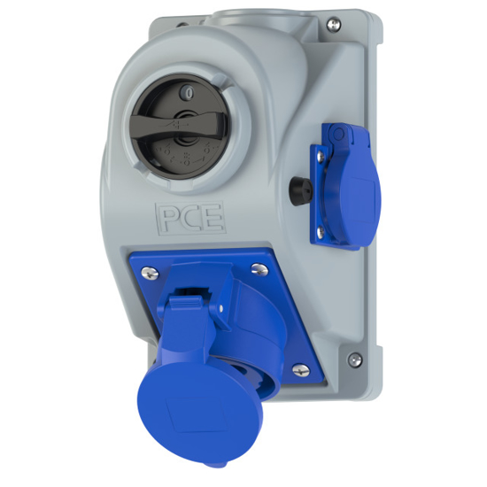 Picture of Tomada mural fêmea c/ interruptor 0-I+schuko IP44 32A 2P+T 230V