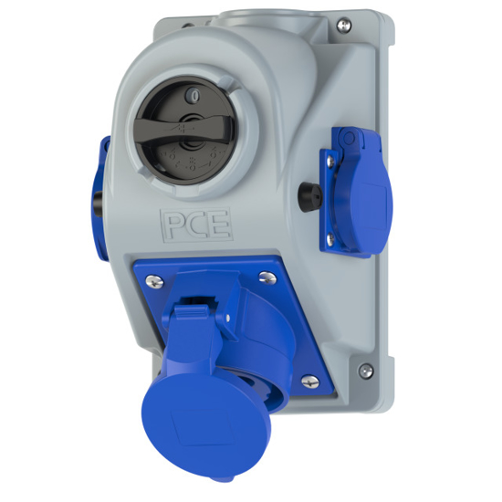 Picture of Tomada mural fêmea c/ interruptor 0-I+2xschuko IP44 32A 2P+T 230V