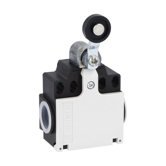 Picture of Fim-de-curso dupla entrada plástico+haste+rodízio plástico ação lenta 1NA+1NF