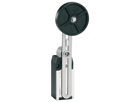 Picture of Fim-de-curso metálico+haste ajustável+rodízio borracha descentrado ação lenta 1NA+1NF