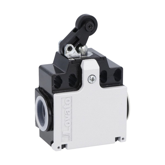 Picture of Fim-de-curso dupla entrada metálico+roldana+rodízio plástico ação brusca 2NF