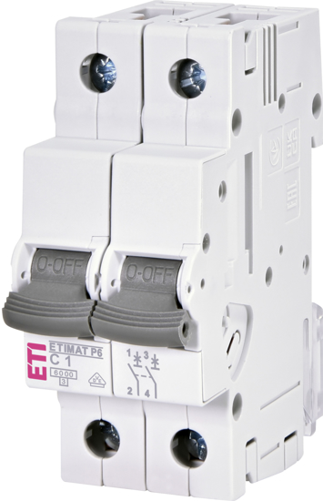 Picture of Disjuntor modular 6kA curva C 2P 1A 